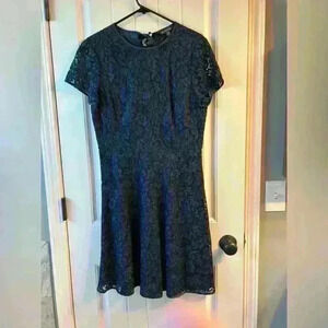 Brooks Brothers navy lace dress with bow in the back